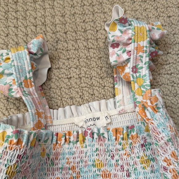 Minnow Girls' Floral Smocked Bikini Set in Pastel Multi - Picture 3 of 3